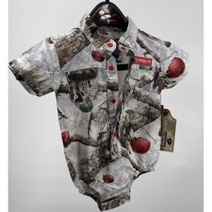 NWT Magellan Mossy Oak 6-9 Months Short Sleeve Holiday Fishing One Piece W/Snaps